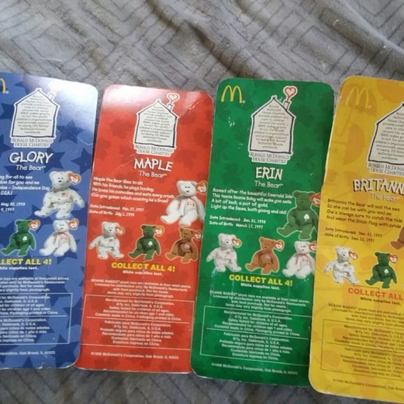TY Mc Donald's mini beanie bears collectible 4 NIB - Picture 3 of 4